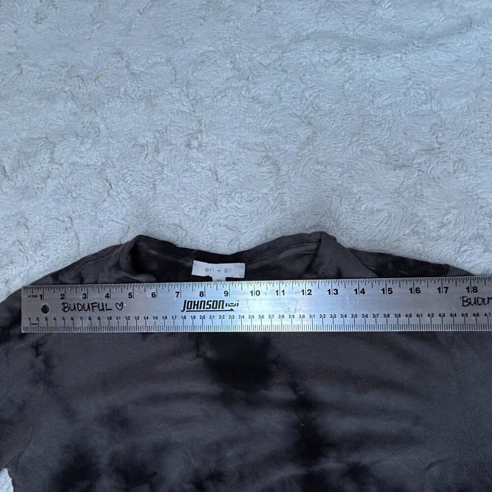 Anthropologie Eri + Ali Women's Tie Dye Sweatshirt Long Sleeve Tee Black Gray XS - Picture 6 of 9